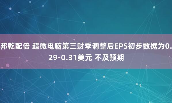 邦乾配倍 超微电脑第三财季调整后EPS初步数据为0.29-0.31美元 不及预期